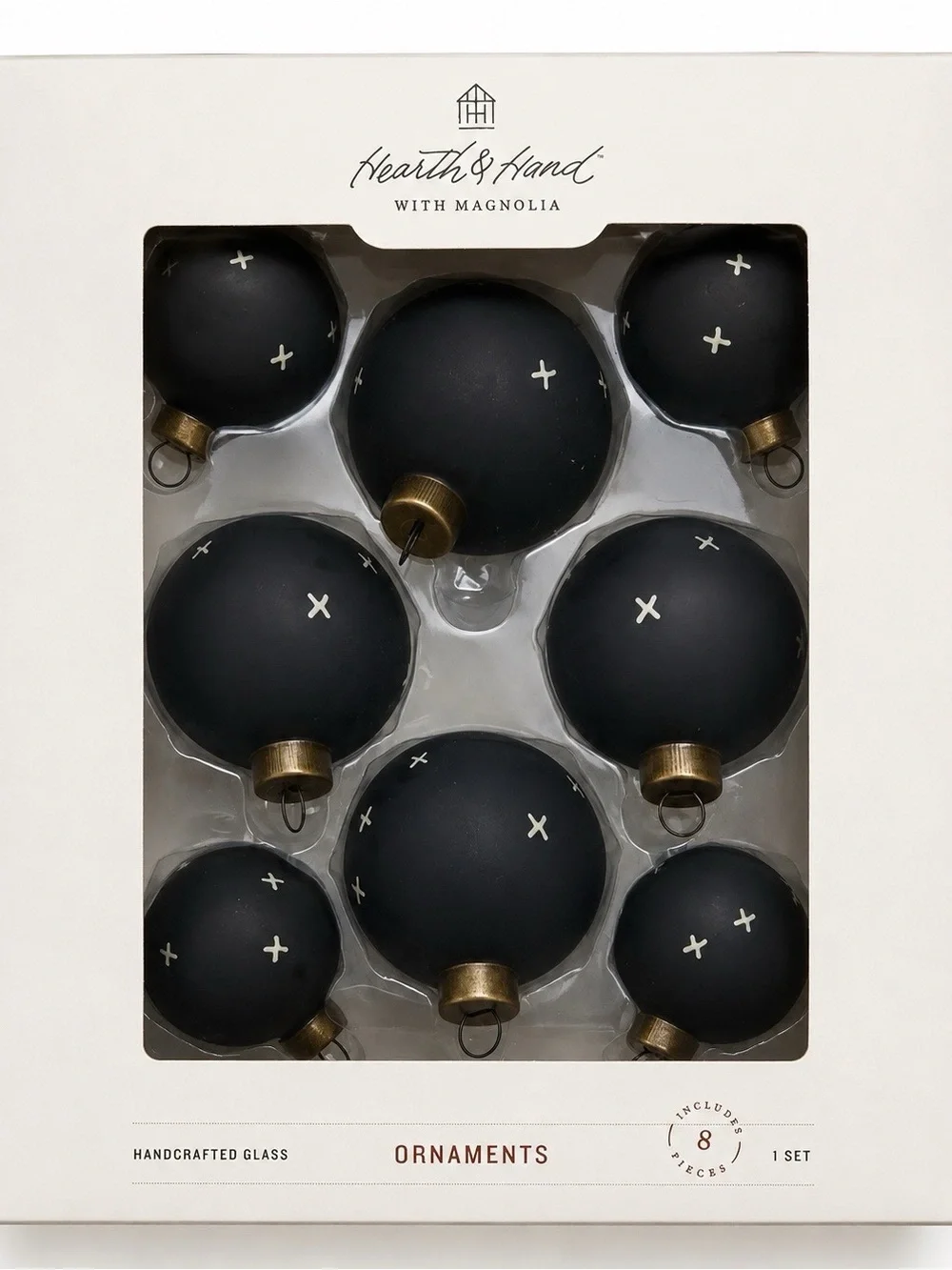 Hearth and Hand by Magnolia Christmas Matte Black X Ornaments Bulbs NEW IN BOX
